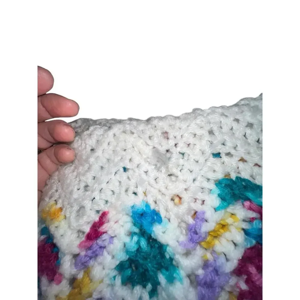 Vintage Handmade Crochet‎ Zig Zag Ripple Afghan Blanket 70x40